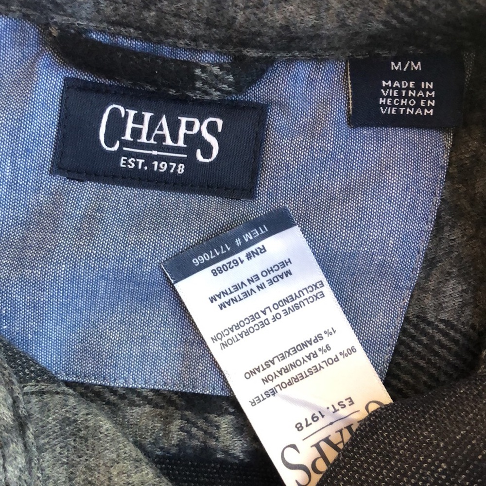 Chaps Men's Long Sleeve Lakeland Stretch Flannel Knit Fleece Shirt Regular Fit M - Picture 10 of 14